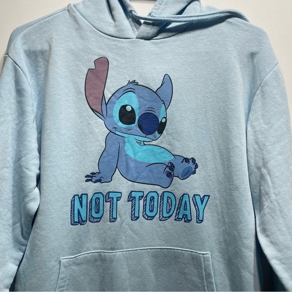 Disney Stitch "Not Today" Hoodie – Light Blue – Size Small - Picture 2 of 7